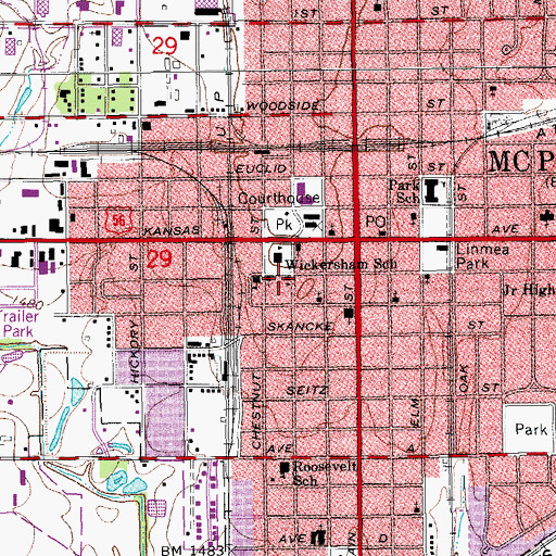 Topographic Map of McPherson Seventh Day Adventist Church, KS