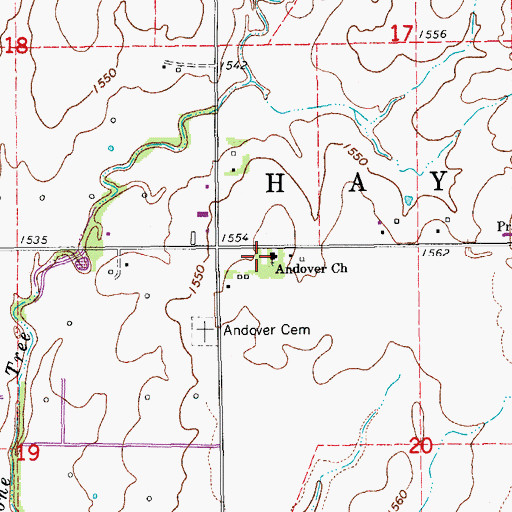 Topographic Map of Andover Lutheran Church, KS