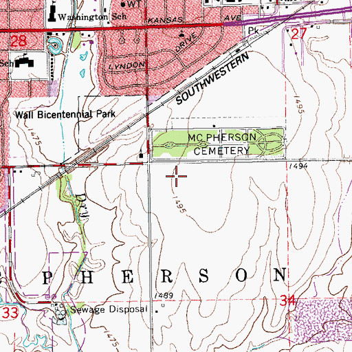 Topographic Map of Calvary Baptist Church, KS