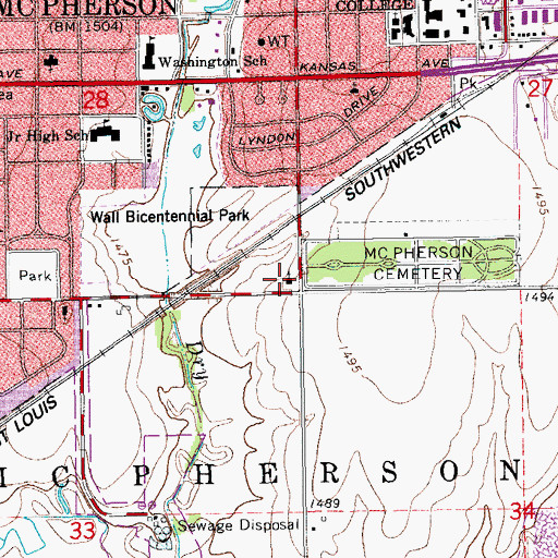 Topographic Map of First Mennonite Church, KS