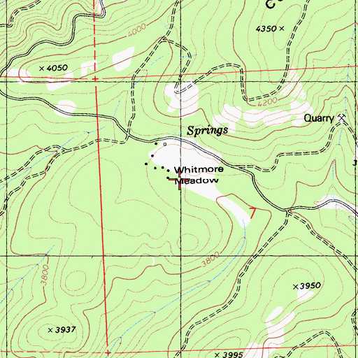 Topographic Map of Whitmore Meadow, CA