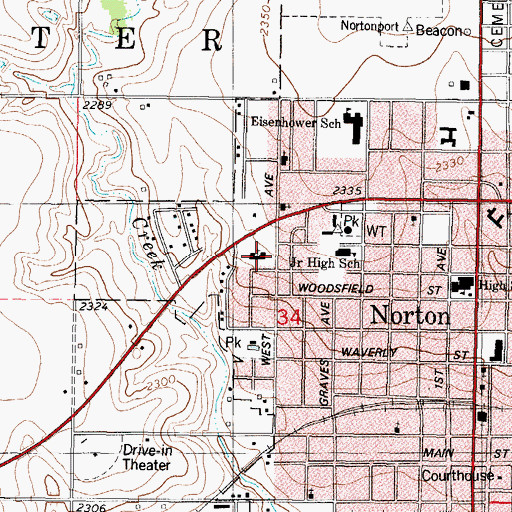 Topographic Map of First United Methodist Church, KS