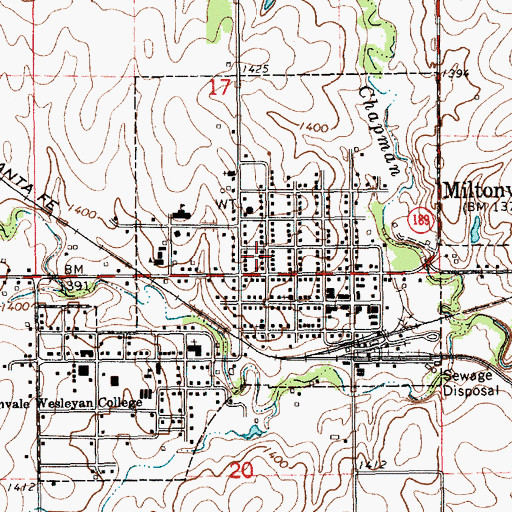 Topographic Map of Miltonvale Christian Church, KS
