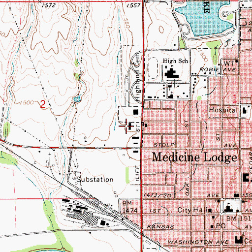 Topographic Map of First Assembly of God Church, KS