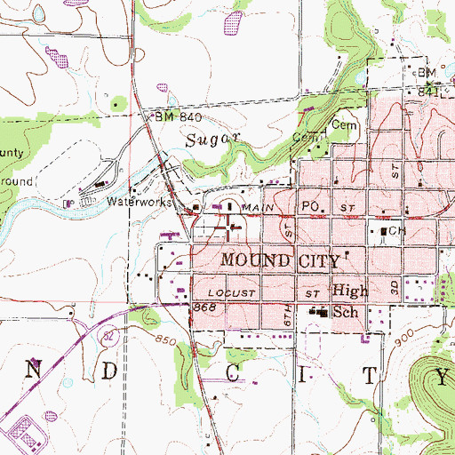 Topographic Map of Sacred Heart Catholic Church, KS