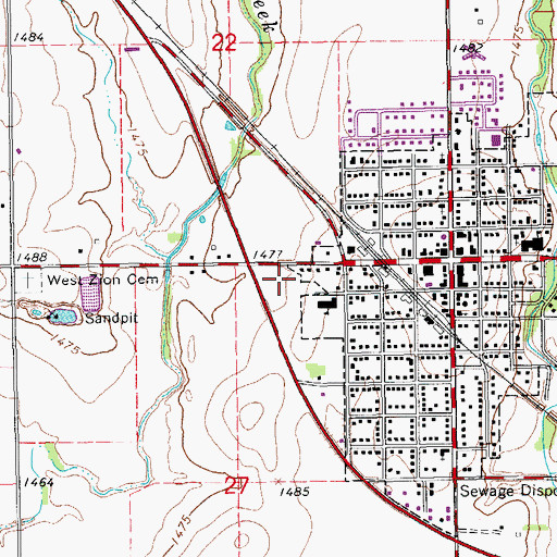 Topographic Map of Moundridge Evangelical Free Church, KS