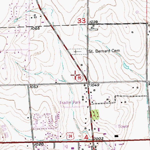 Topographic Map of Mount Calvary Lutheran Church, KS