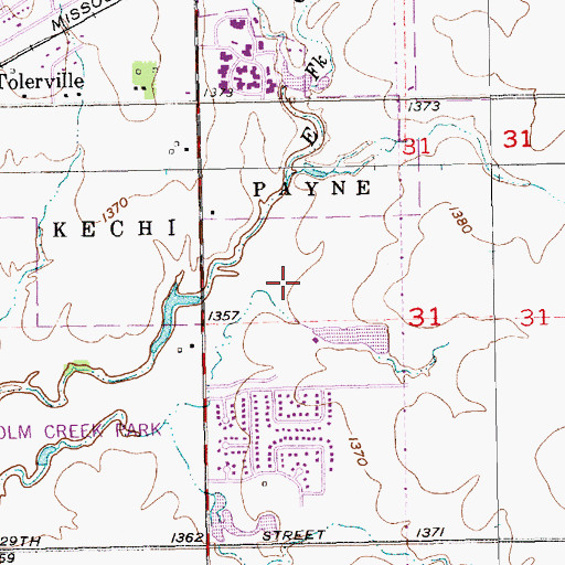 Topographic Map of Islamic Society of Wichita, KS