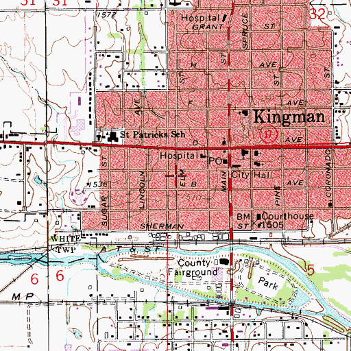 Topographic Map of Kingman Church of the Nazarene, KS