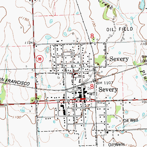 Topographic Map of Severy Church of the Nazarene, KS