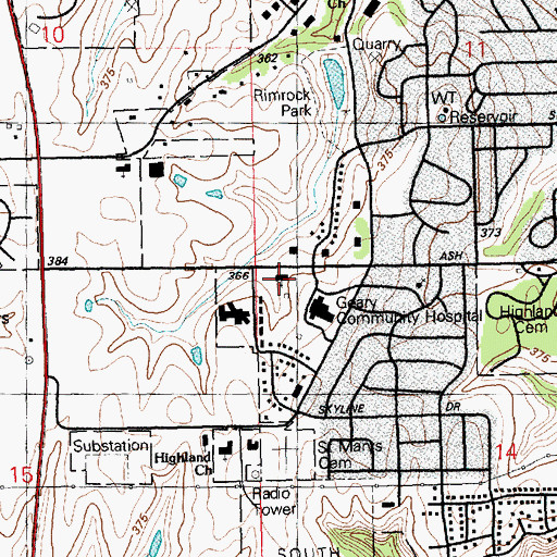 Topographic Map of New Church of the Living God, KS