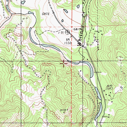 Topographic Map of Whitney Creek, CA
