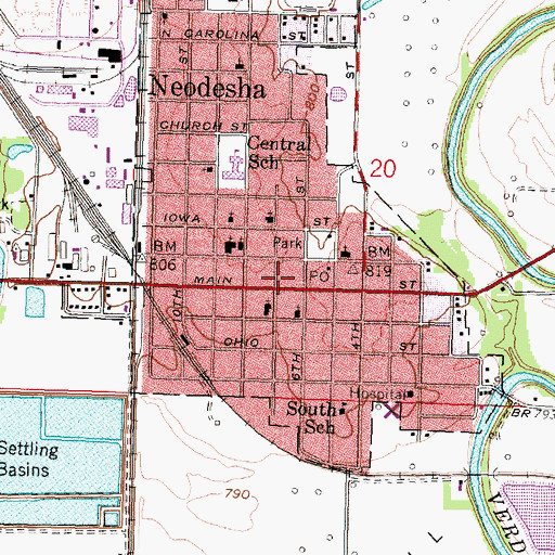 Topographic Map of First Presbyterian Church, KS
