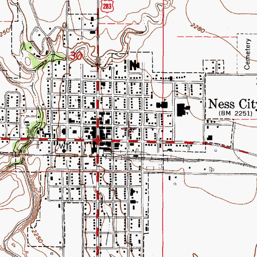 Topographic Map of First Baptist Church, KS