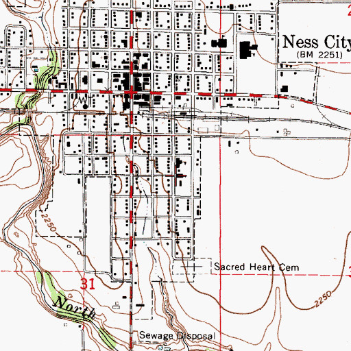 Topographic Map of Sacred Heart Catholic Church, KS