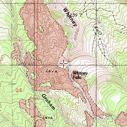 Topographic Map of Whitney Falls, CA