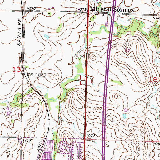 Topographic Map of New Life Wesleyan Church, KS