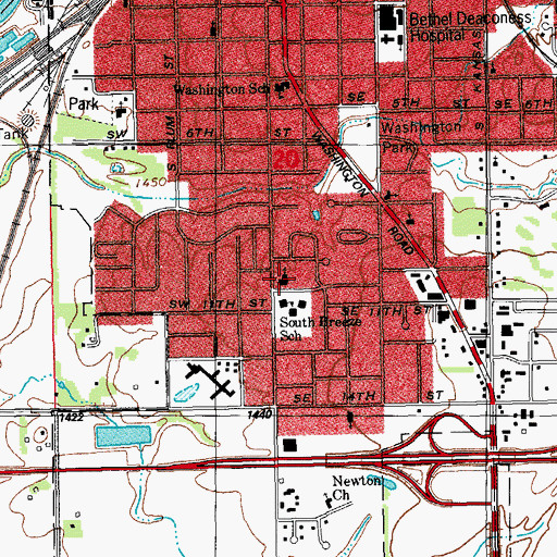 Topographic Map of Newton Bible Church, KS
