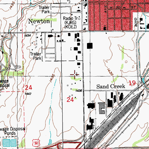 Topographic Map of Liberty Baptist Church, KS