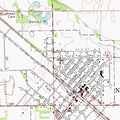 Topographic Map of First Baptist Church of Nickerson, KS