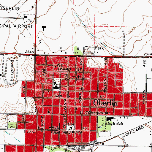 Topographic Map of Sacred Heart Catholic Church, KS