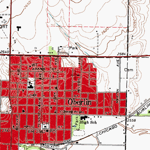 Topographic Map of Saint John's Lutheran Church, KS