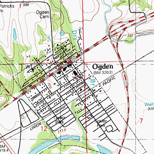 Topographic Map of Ogden Bible Church, KS