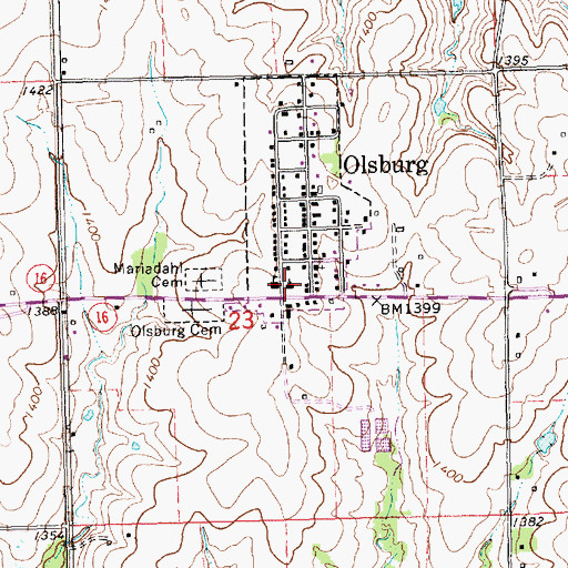 Topographic Map of Olsburg Lutheran Church, KS