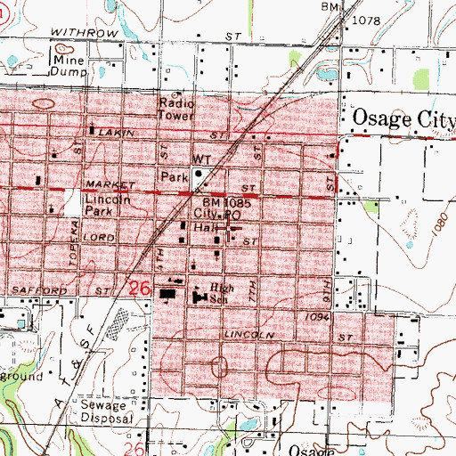 Topographic Map of First Presbyterian Church, KS
