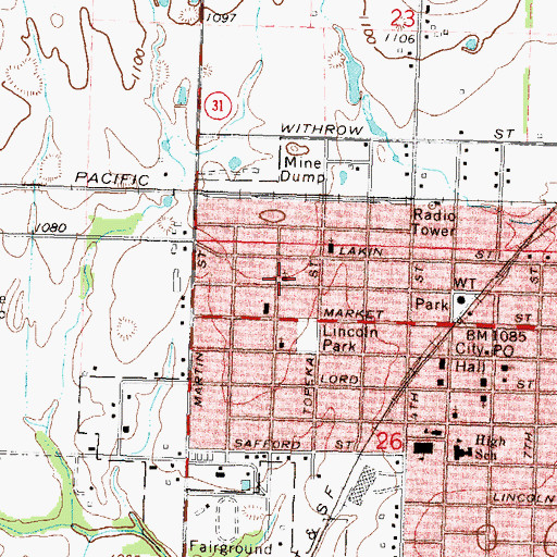 Topographic Map of Grace Lutheran Church, KS