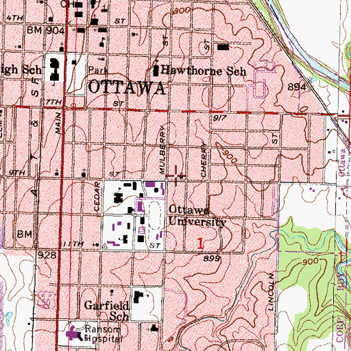 Topographic Map of Ottawa Seventh Day Adventist Church, KS