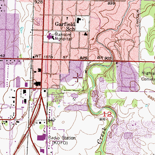 Topographic Map of Ottawa Bible Church, KS