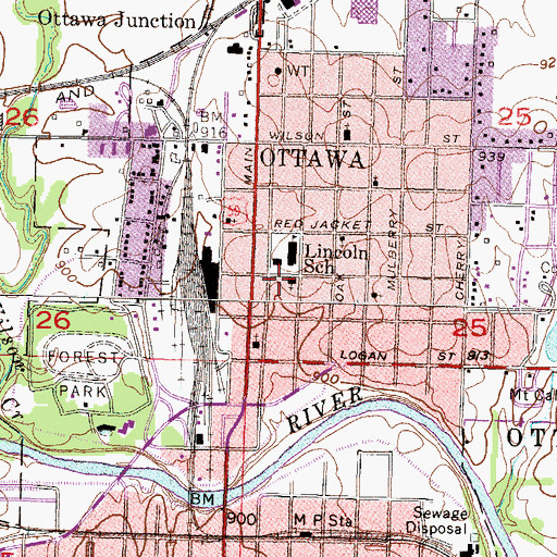 Topographic Map of Trinity United Methodist Church, KS