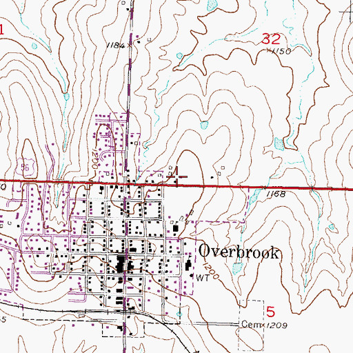 Topographic Map of Grace Community Church, KS