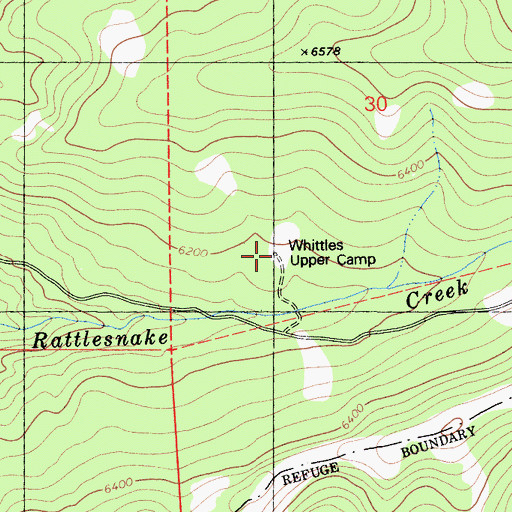 Topographic Map of Whittles Upper Camp, CA