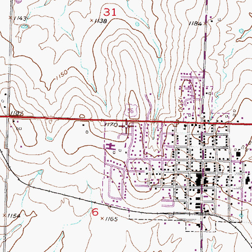 Topographic Map of Overbrook Bible Church, KS