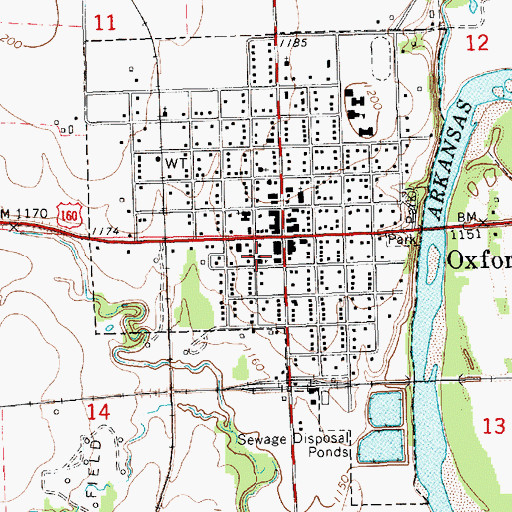 Topographic Map of Oxford Christian Church, KS