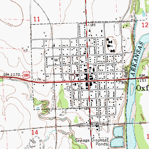 Topographic Map of Oxford United Methodist Church, KS