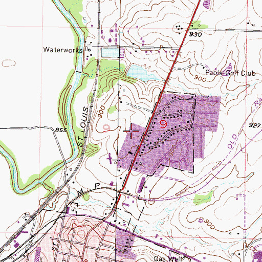 Topographic Map of Cross Point Assembly of God Church, KS