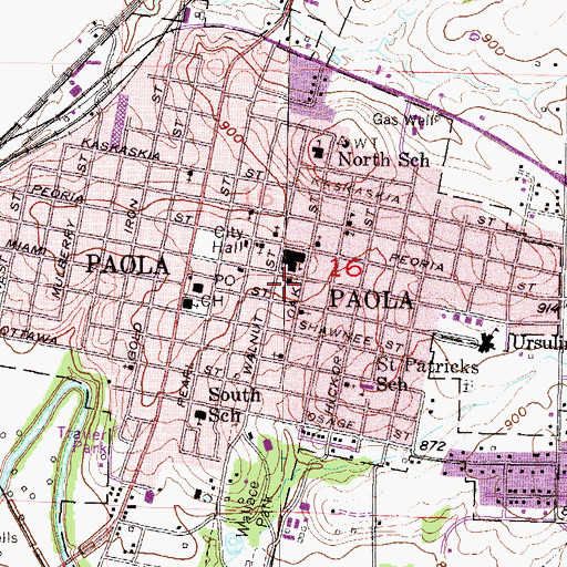 Topographic Map of First Baptist Church, KS