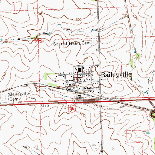 Topographic Map of Sacred Heart Catholic Church, KS