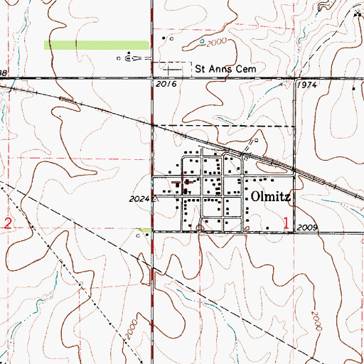 Topographic Map of Saint Ann Catholic Church, KS