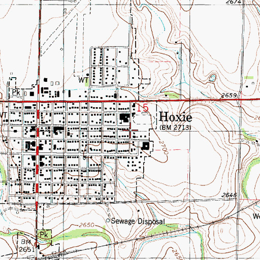 Topographic Map of Saint Francis Cabrini Catholic Church, KS