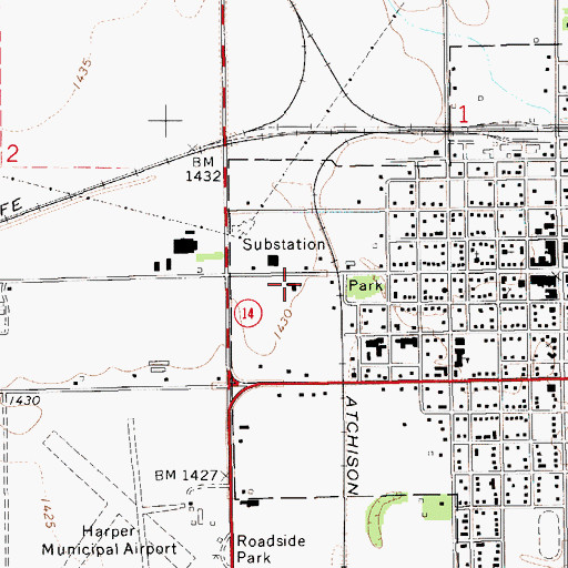 Topographic Map of Saint Joan of Arc Catholic Church, KS
