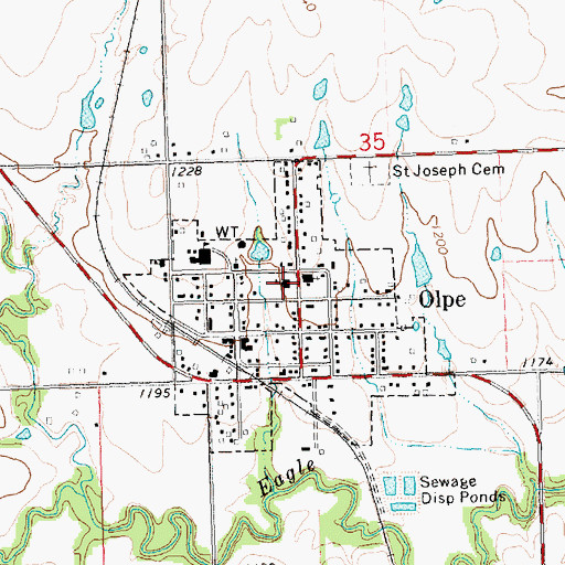 Topographic Map of Saint Joseph's Catholic Church, KS