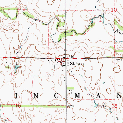 Topographic Map of Saint Leo the Great Catholic Church, KS