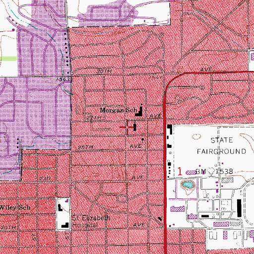 Topographic Map of Park Place Christian Church, KS
