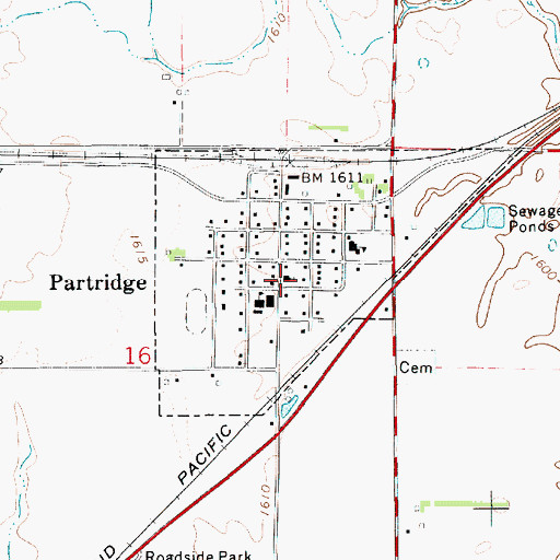 Topographic Map of Partridge Community Church, KS
