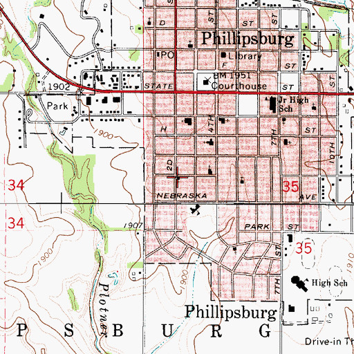 Topographic Map of First Assembly of God Church, KS