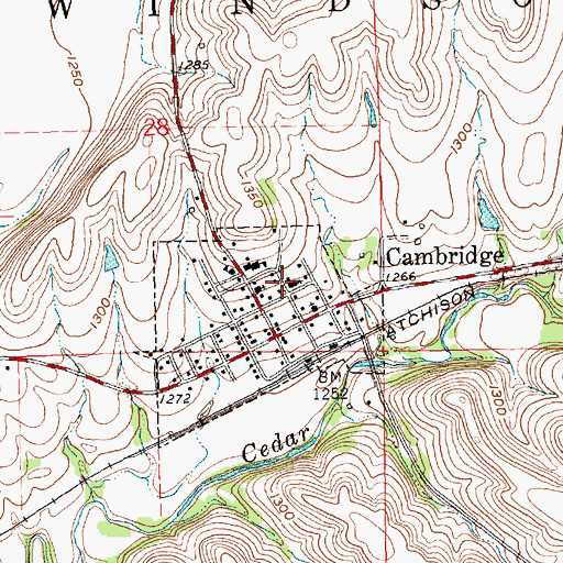 Topographic Map of Cambridge Presbyterian Church, KS